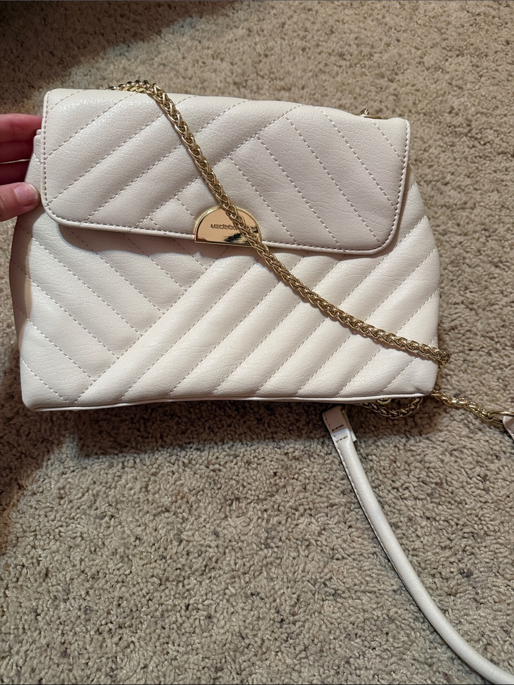 Liz Claiborne Quilted Chain-Shoulder Crossbody Bag in Cream